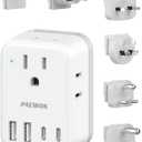 European Travel Plug Adapter Set, 8-in-1 Travel Adapter with 4 AC, 4 USB Ports (2 USB C), US to EU/UK Universal Adapter, International Power Adapter with Type C/G/A/I/D/M Detachable Plugs