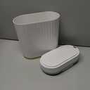 ELPHECO Automatic Motion Sensor Trash Can - 2 Gallon Slimline for Bathroom, Bedroom, Kitchen, Office - White with Gold Trim