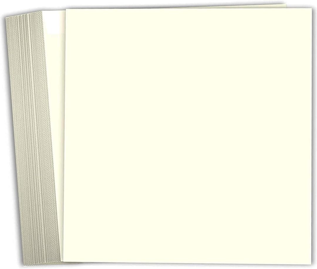 100 x Hamilco 8x8 Cream White Scrapbook Cardstock Paper 80lb Cover Card Stock 100 Pack
