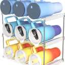 Yieach 3 Tier Stackable Water Bottle Holder for Cabinet and Pantry- Large Compartment Water Bottle Organizer Rack for Bottle and 40 oz Stanley Cup, Yeti and Tumbler Water bottle Organizer Storage (Clear)