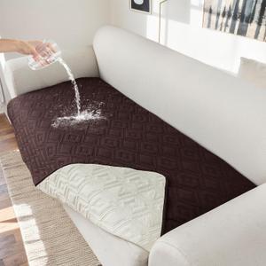Genina 100% Waterproof Couch Cover for 3 Cushion Couch Sofa Cover for Dogs, Anti-Slip Sofa Covers Washable Couch Covers for Sectional Sofa L Shape Couch Protector, 1 Piece (Chocolate, Sofa Large)