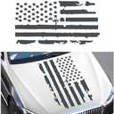 Pack of 3, Wevdn Distressed American Flag Sticker, 16.9" × 30.7" Waterproof Patriotic Old Glory Military Grunge Sticker, Universal Car Door Wall Window Windshield Decoration Sticker (Gray)