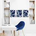 HOMEOART Blue Abstract Wall Art Navy Blue Bathroom Decor Blue Pictures Wall Decor Modern Home Decor Geometric Canvas Wall Art Framed 12x16inchx3 Piece (Navy Blue)