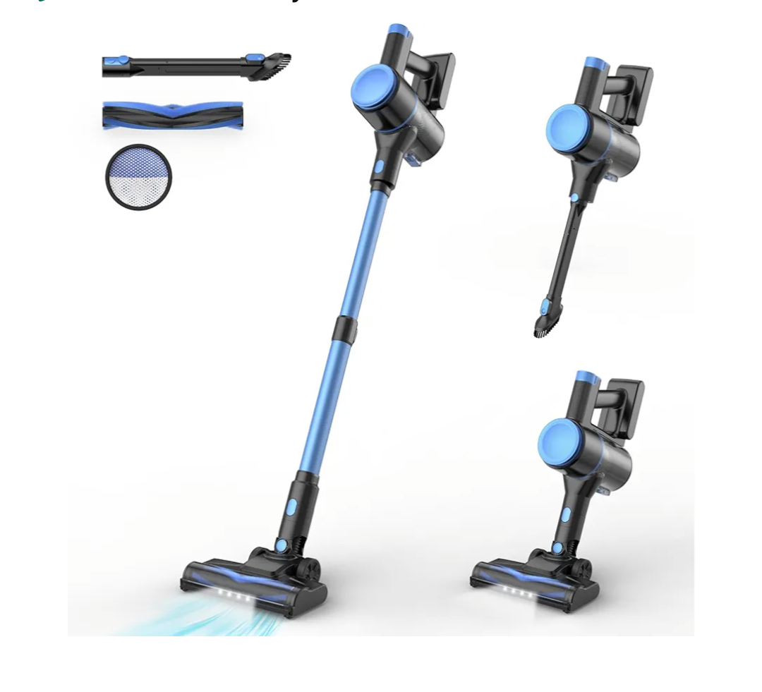 UML0 N8 Cordless Vacuum Cleaner,Lightweight Stick Vacuum with Powerful Suction,2200mAh Battery,40 Mins Runtime,SelfStanding,Rechargeable Vacuum Cleaners