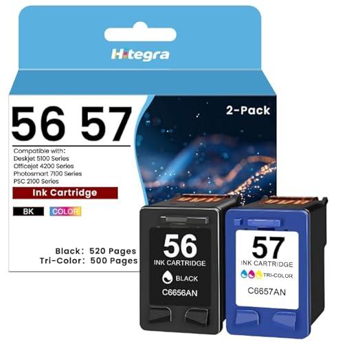 56 57 Ink Cartridges 2-Pack Replacement for HP 56 57 Ink C6656AN C6657AN for Deskjet 450 5150 5550 Officejet 5510 6110 Photosmart 7150 PSC 1110 1200 2400 Series Printers 56XL 57XL Ink, Standard Yield