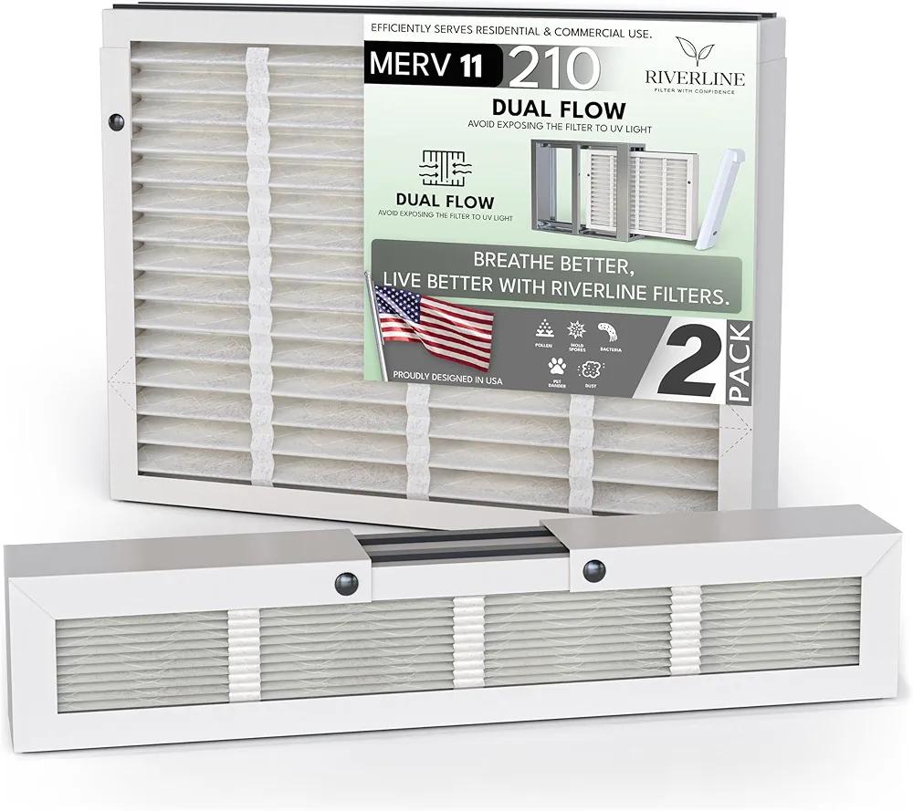 2-Pack Riverline Filter Replacement for AprilAire 210 Whole House Air Purifiers - MERV 11 Dual Flow - Compatible with Aprilaire Models 1210, 1620, 2210, 2216, 3210, and 4200 - Size: 20x25x4