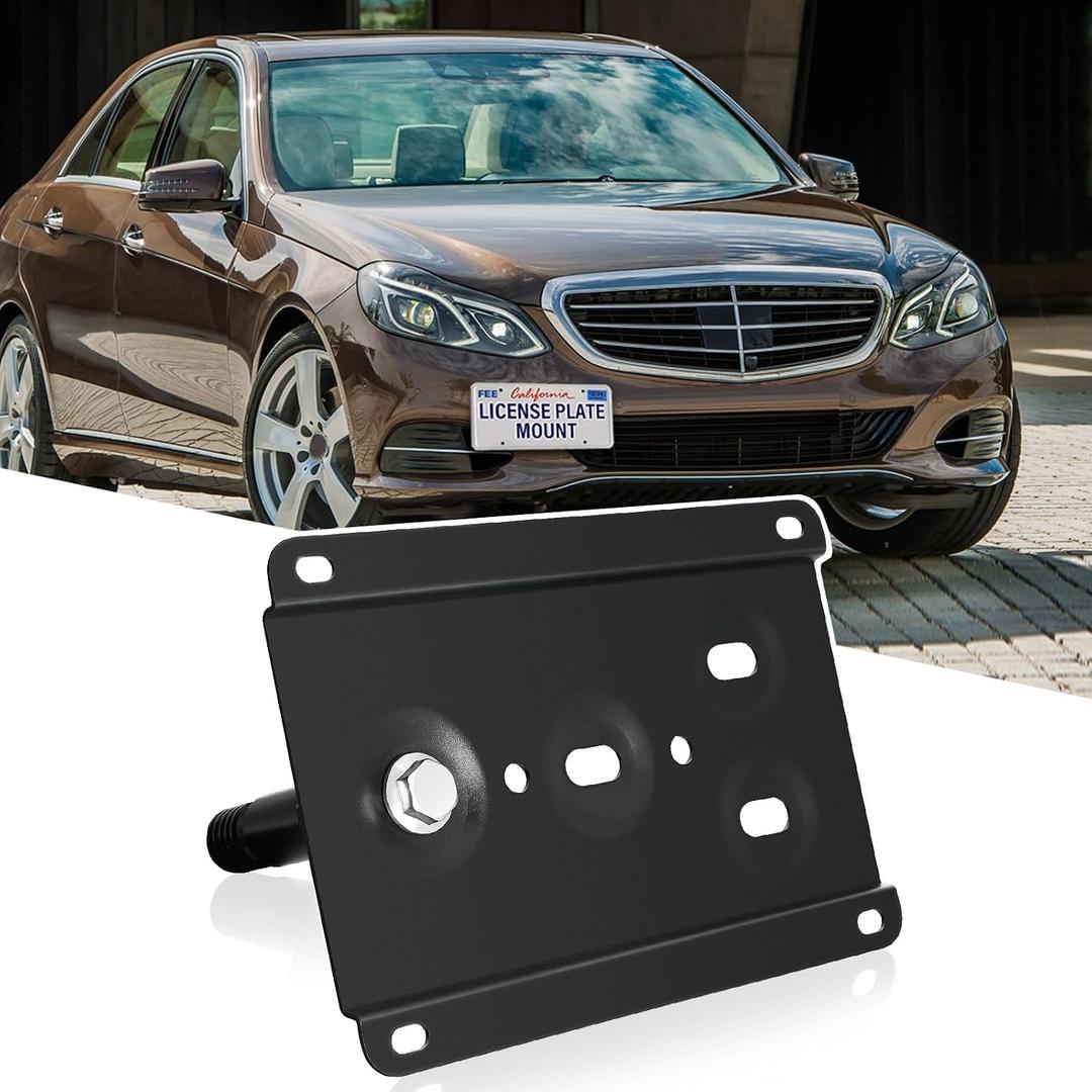 New No Drill Front Bumper Tow Hook License Plate Mount Bracket Holder Compatible with Mercedes-Benz GLE Mercedes-Benz GLC GLE SUV and ML Class Front License Plate Frames Mounting Kit Car Accessories