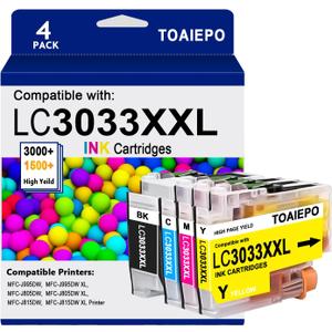 LC3033XXL Ink Cartridges Replacement for Brother LC3033 bk/c/m/y Ink Cartridge Compatible with Brother MFC-J995DW MFC-J805DW MFC-J815DW Printer, 4 Packs