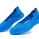 Women's Walking Shoes Breathable Lightweight Fashion Loafers Slip-Ons Sneakers Mesh Casual Ballet Flat Nurse Dress (Blue)