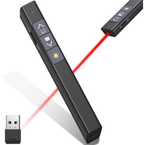 Presentation Clicker for Powerpoint Presentations Remote, 2.4GHz PPT Powerpoint Clicker with Red Light Pointer for Presentations, Wireless Presenter Remote for Mac, Laptop,Computer.