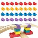 Wooden Train Track Accessories, 32 pcs Wooden Track Connector, Compatible with All Major Brands Wood Train Track, Christmas Birthday Gift for Boys Girls, Train Toys Expansion Pack for Kids Ages 3+
