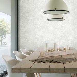 RoomMates RMK12108WP Gray and White Zen Dahlia Peel and Stick Wallpaper