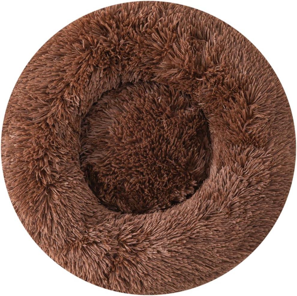 Cat Beds for Indoor Cats Doughnut Dog Bed Kitten Bed Pet Bed Calming Cuter Puppy Bed Small Pet Bed Fluffy Dog Bed Small Round Bed Up to 7 Lbs (36CM, Koffee)