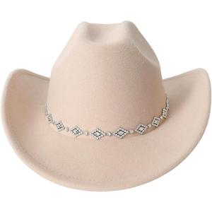 Verdusa Women's Western Cowboy Hat Rhinestone Wide Brim 2026 Cowgirl Hat, One Size