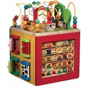 Battat - Activity Cube With Farm Theme - Educational Wooden Toys For Toddlers And Kids - 1 Year +, Red
