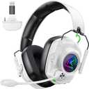 Wireless Gaming Headset for Xbox Series X|S, Xbox One, PC, PS5, PS4, Mac, Switch, 2.4 GHz Wireless & Bluetooth 5.4 Gaming Headphones with Noise Canceling Microphone, 50Hr Battery, 50mm Drivers-White