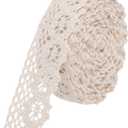 MECCANIXITY Lace Trim Ribbon 10 Yards 1 Inch Cotton Trim for Craft, Gift Wrappers, Headbands, Wedding Beige