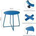 Meluvici Patio Outdoor Side Table Waterproof Round Metal Steel Small Side Table Weather Resistant Portable Outdoor and Indoor End Table for Garden Balcony Yard, Navy Blue, 17.7"x17.9"