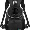 PetAmi Adjustable Dog & Cat Chest Carrier Backpack, Ventilated for Hiking, Camping & Travel, Max 10 lbs, Black