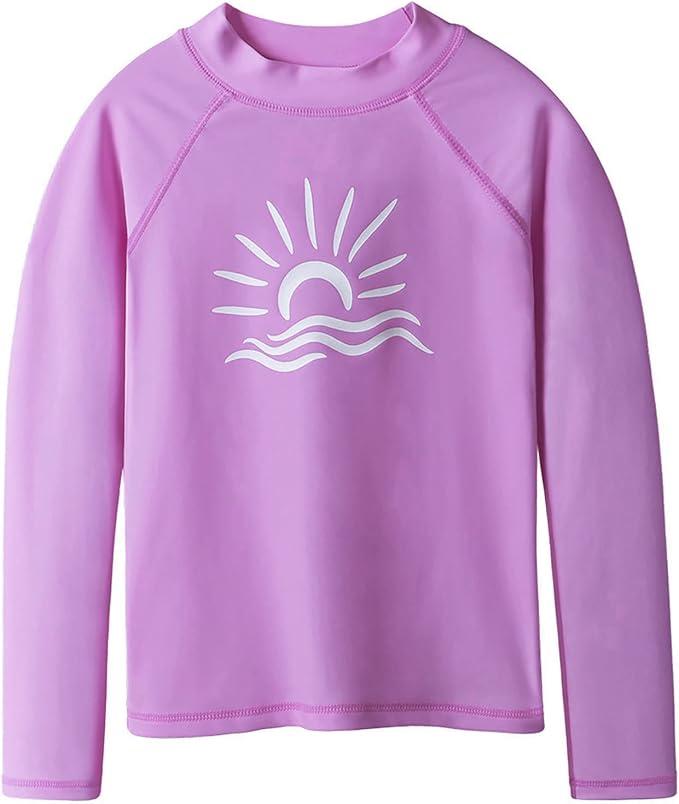HUAANIUE Girls Boys Swimming Top Quick Dry Kids Summer Swimsuit 3-10Y One Piece Swimwear Longsleeve UPF 50+ Sun Protection Rash Guard Boysuit Costume, 10