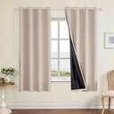 CYCMACO Faux Linen 100% Blackout Curtains for Bedroom, Room Darkening Curtains 84 Inches Long, Black Lined Long Curtain Grommets Drapes, Thermal Curtains for Living Room (2 Panels, Light Coffee)