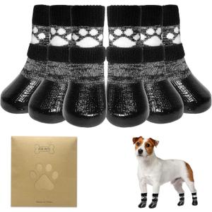 KOOLTAIL Dog Socks to Prevent Licking Paws for Hardwood Floors, Anti Slip Waterproof Dog Boots & Paw Protector Traction Shoes with Grips for Small Dogs Black Small