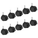PATIKIL 1.5 Inch Swivel Casters, 10 Pack Nylon 360 Degree Universal Circlip Swivel Stem Wheels with Brake for Chair Furniture Replacement, Black
