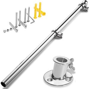 ZOMCHAIN Marine Flag Pole with Base, 316 Stainless Steel Flag Pole Set, Flag Holder for Boat, Yacht, Truck and Yard - Flag Pole 30 in