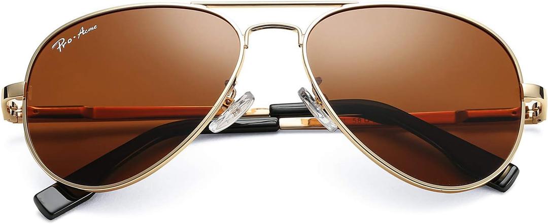 Pro Acme Polarized Aviator Sunglasses for Men and Women 100% UV Protection, 63mm (Gold Frame/ Brown Lens)