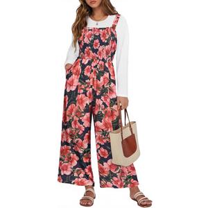 CARCOS Plus Size Jumpsuit for Curvy Women Summer Rompers Vacation Outfits Adjustable Sleeveless Wide Leg Overalls XL-5XL (Black)