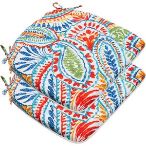 JMGBird Outdoor Chair Cushions Set of 2, Patio Cushions D16xW17 Inch with Ties, Outdoor Chair Pad for Patio Furniture (Paisley Patten)