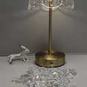 Vintage Lamp, 3 Colors 10 Brightness Crystal Lamp Flower Lamps, 3600mAh Rechargeable Lamps Cordless Lamps Bedroom Kitchen Bathroom, Desk Decor for Women, Valentines Day Gifts Valentines Gifts for Her (Gold)