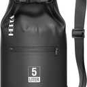 HEETA Waterproof Dry Bag with Front Zippered Pocket for Women Men, 5LRoll Top Lightweight Dry Storage Bag Backpack for Travel, Kayaking, Boating, Rafting, Camping, Beach