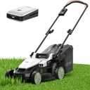 Litheli Electric Lawn Mower Cordless,Grass Cutter Machine for 1600 Sq.Ft.Lawnmower with Brushless Motor,13 In Cutting Width,8 Gallon Capacity,Cutting Height from 1 to 2.5 In, Includes 1 4.0 Ah Battery (Black)