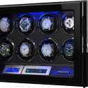Watch Winder, Adjustable [Upgraded] Watch Pillows, 8 Winding Spaces Watch Winders for Automatic Watches, Built-in Illumination (Wooden)