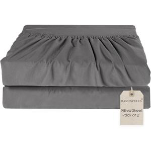 2 Pack Prewashed Deep Pocket Fitted Sheet King Size - Pack of 2 Bed Sheet - Soft Washed Microfiber - Fits up to 16 inch Mattress - Wrinkle Free, Breathable,Fade Resistant,Easy Care (Dark Grey,72"*80")