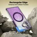 Misscase Magnetic Glitter Case for iPhone 17 6.3 Inch, Camera Protection, Compatible with MagSafe, Rectangle Cute Bling Sparkle Diamond Colorful Phone Cover, Drop-Tested & Shockproof-Purple