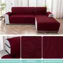 Genina Sectional Couch Covers for Dogs L Shaped Sofa Covers Chaise Lounge Cover Reversible Sofa Cover Sectional Furniture Protector for Pets, Kids (Wine Red, Large)