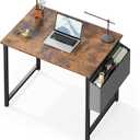 OLIXIS Computer Desk 31 Inch Home Office Desks for Small Spaces, Gaming Writing Study Work Table with Storage Bag for Bedroom, Rustic Brown