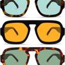 YDAOWKN Retro Square Aviator Sunglasses for Women Men Trendy Flat Top Sun Glasses UV Protection Vintage Shades