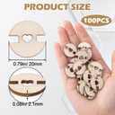 SmallCat 100PCS Wooden Pom Pom Buttons for Hats, Love Heart Handmade Craft Fastener Buttons, Removable Faux Fur Pom Poms Keeper Holders for Decoration, DIY, Knitting Beanies (2 cm)