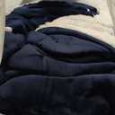 Bedsure GentleSoft Sherpa Fleece Blanket Queen Size for Bed, Non-Heated, Thick and Warm Throw for Women and Men, Soft Fuzzy Plush Weight Queen Blanket for Winter, Navy, 90x90 Inches