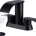 Ultimate Unicorn Waterfall Bathroom Sink Faucet Matte Black, Two Handles Bathroom Faucet with Metal Pop up Sink Drain Stopper, 2 or 3 Holes Bathroom Basin Lavatory Tap with Deck Mount Plate