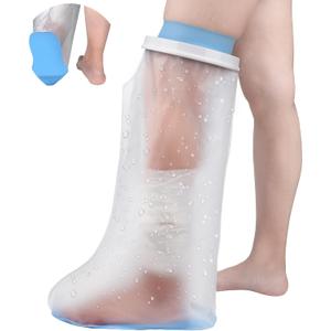 DNEOUXI Waterproof Leg Cast Cover for Showering with Non-Slip Bottom, Reusable Adult Half Leg Cast Protector Cast Bag for Shower Leg Ankle Foot After Surgery Bandage Dressing Wound Burns