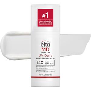 EltaMD UV Daily Face Sunscreen Moisturizer with Zinc Oxide, Daily Face Moisturizer with SPF, Great for Dry, Combination, and Normal Skin | Hydrates and Protects Dry Dehydrated Skin, Lightweight, No White Cast, Dermatologist Recommended