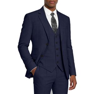 Suits for Men Slim Fit Formal Mens Suits 3 Piece Jacket Vest Pants Wedding Prom Men's Tuxedo Suit Set (Blue, L)