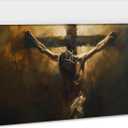 ANRUOXI Jesus Wall Art, Picture of Jesus Crucifixion Canvas Prints Christian Religious Canvas Wall Decoration, Death of Jesus Poster Printing Living Room Painting Bedroom Church Decor 28" Hx40 W Inch