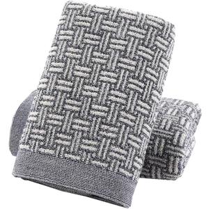 Pidada Hand Towels Set of 2 100% Cotton Checkered Pattern Absorbent Soft Decorative Towel for Bathroom (Gray)