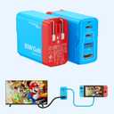 Docking Station for Switch/OLED, 65W Portable Charger Dock with HDMI 4K@60Hz, Switch TV Dock Adapter, USB-C PD Fast Charging, Compact Base for Steam Deck, iPad, Laptop,Red and Blue
