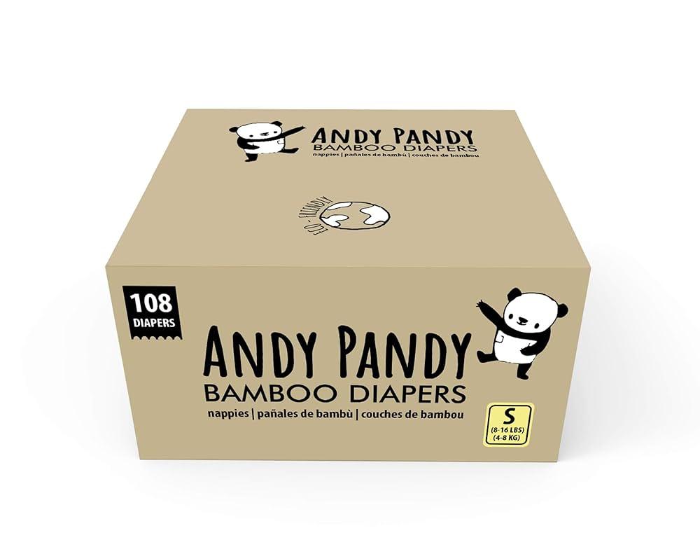 Andy Pandy Bamboo Diapers, 108 Count, Size S (8-16 lbs) (4-8kg)